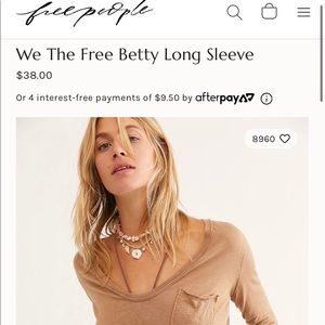Free People Betty long sleeve tee in large